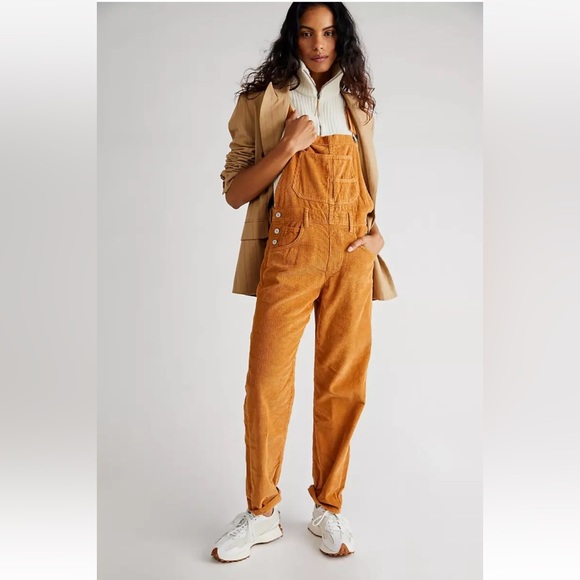 Free People Ziggy Cord Overalls Buckworth Natural Large L We The Free - Picture 2 of 4
